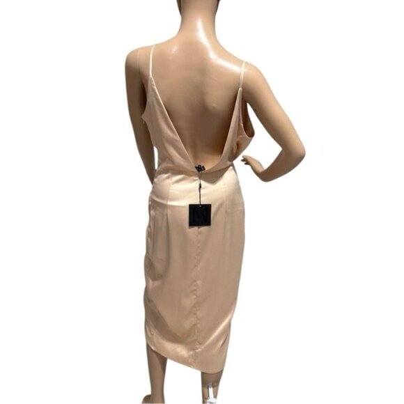 Meshki Satin Elegant Cream Draped Dress Size S - Picture 2 of 11